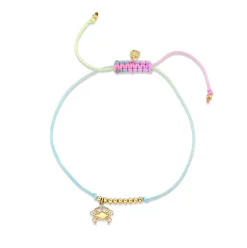 Gold & Diamond Tiny Cancer Zodiac Cord Bracelet