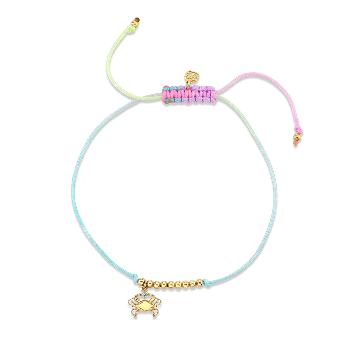 Gold & Diamond Tiny Cancer Zodiac Cord Bracelet
