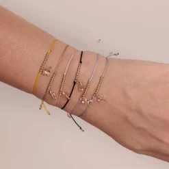 Gold & Diamond Tiny Capricorn Zodiac Cord Bracelet