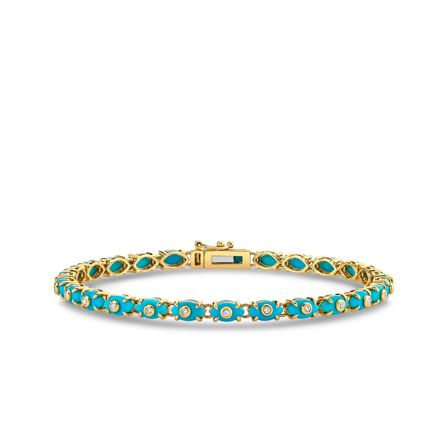 Gold & Diamond Tiny Carved Stone Eternity Bracelet