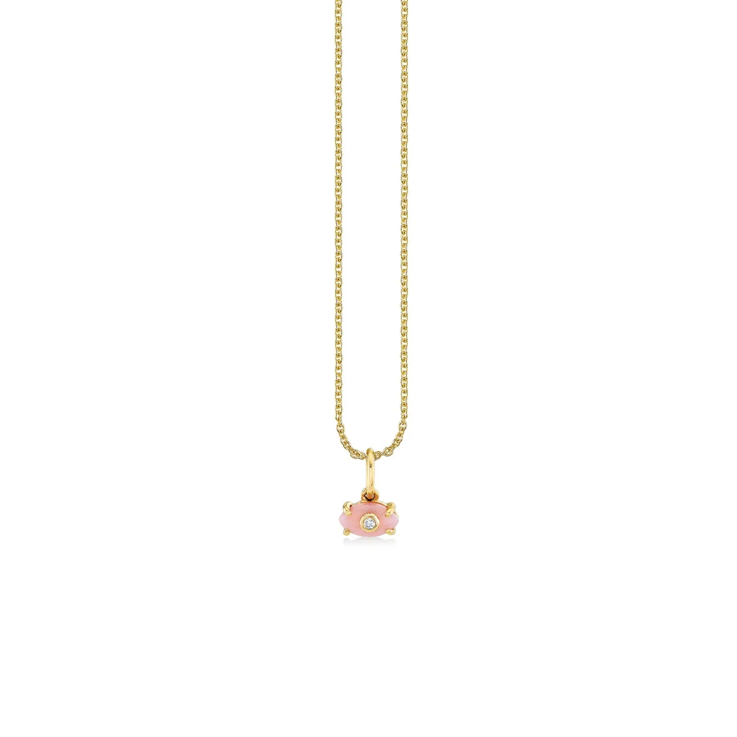 Gold & Diamond Tiny Carved Stone Eye Charm