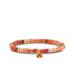 Gold & Diamond Tiny Carved Carnelian Eye on Fire Opal