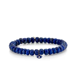 Gold & Diamond Tiny Carved Stone on Lapis