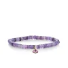 Gold & Diamond Tiny Carved Amethyst Eye on Amethyst Heishi