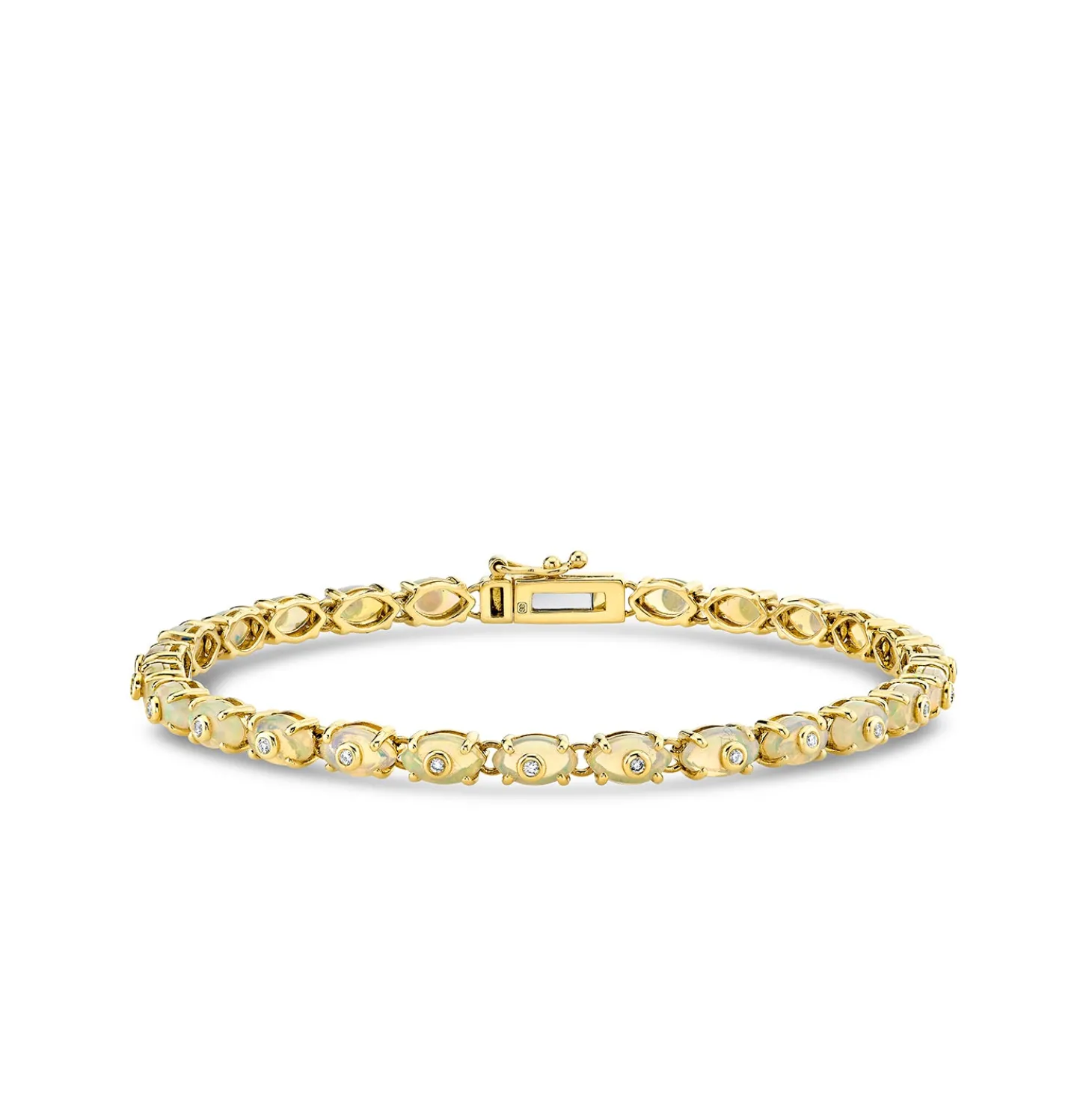 Gold & Diamond Tiny Carved Stone Eternity Bracelet