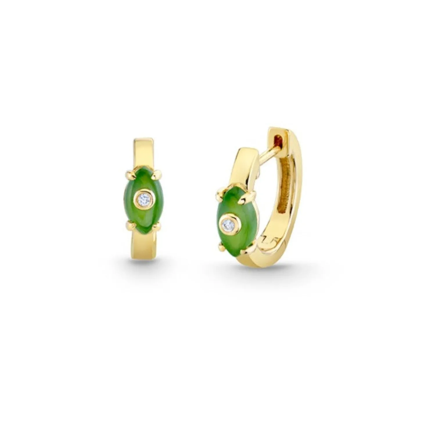 Gold & Diamond Tiny Carved Stone Huggie