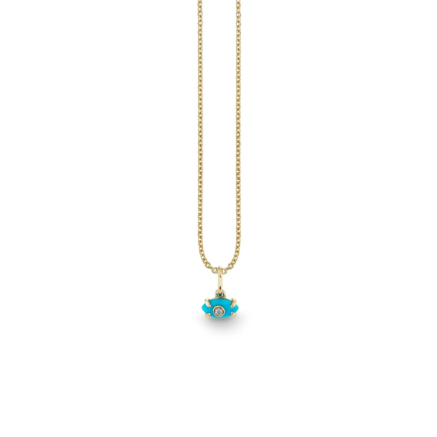 Gold & Diamond Tiny Carved Stone Eye Charm