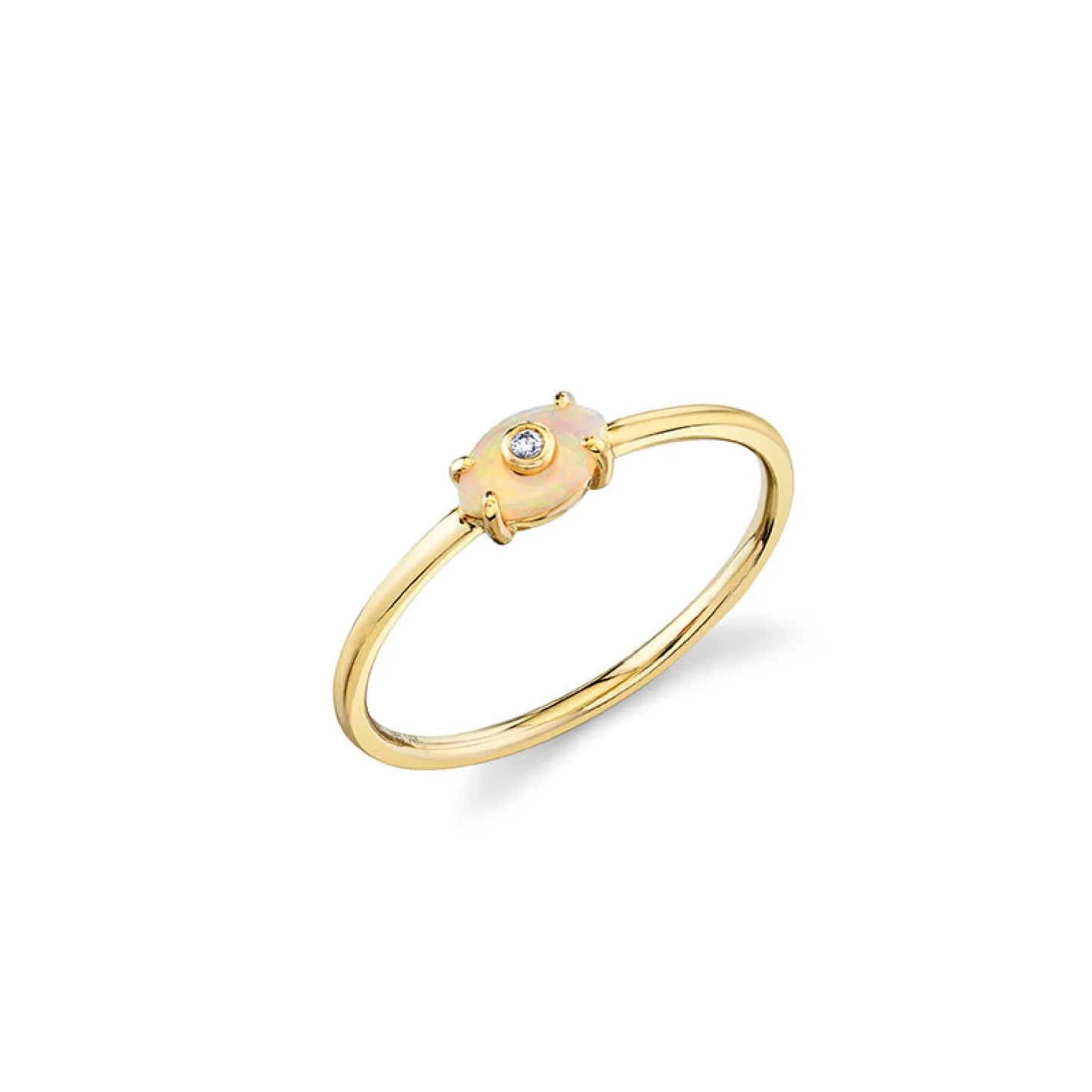 Gold & Diamond Tiny Carved Stone Eye Ring