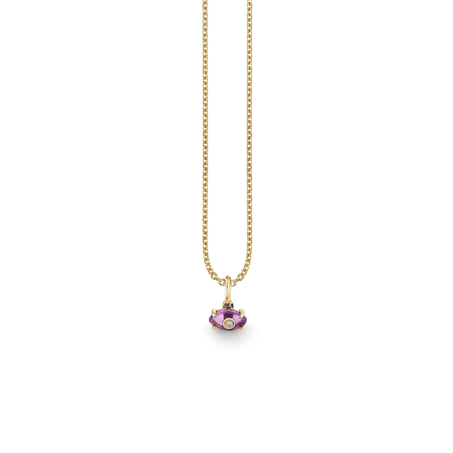 Gold & Diamond Tiny Carved Stone Eye Charm