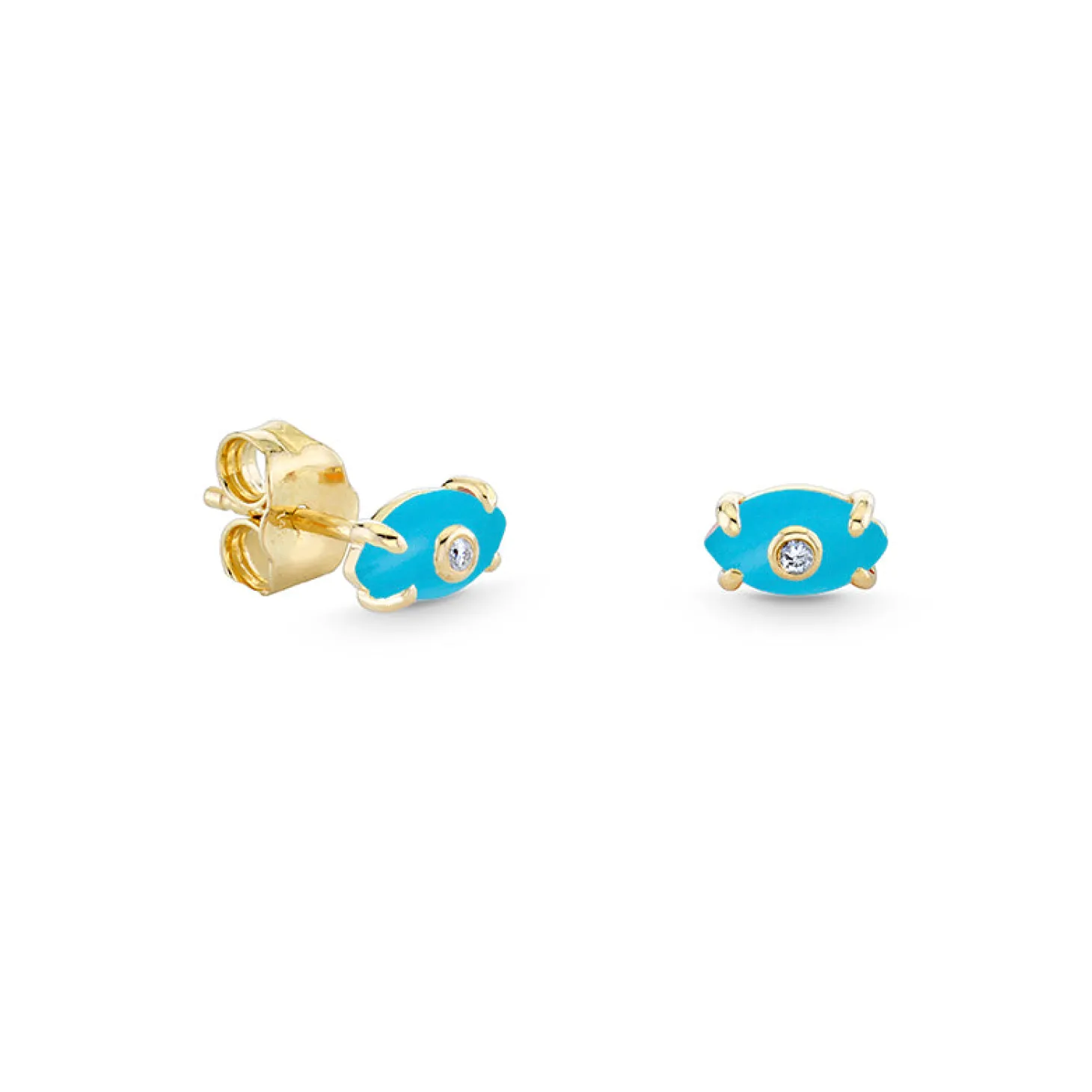 Gold & Diamond Tiny Carved Stone Eye Stud