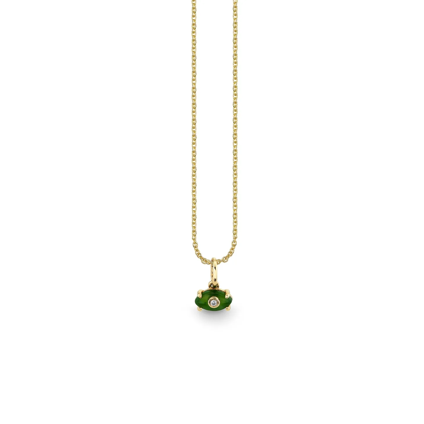 Gold & Diamond Tiny Carved Stone Eye Charm