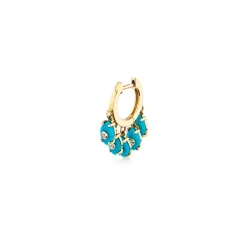 Gold & Diamond Tiny Carved Stone Fringe Huggie