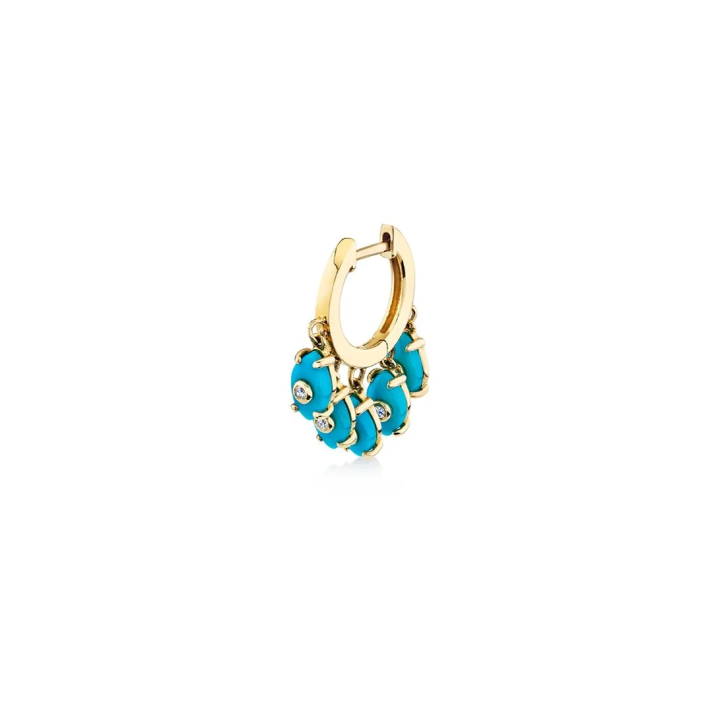 Gold & Diamond Tiny Carved Stone Fringe Huggie