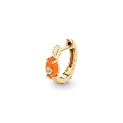 Gold & Diamond Tiny Carved Stone Huggie