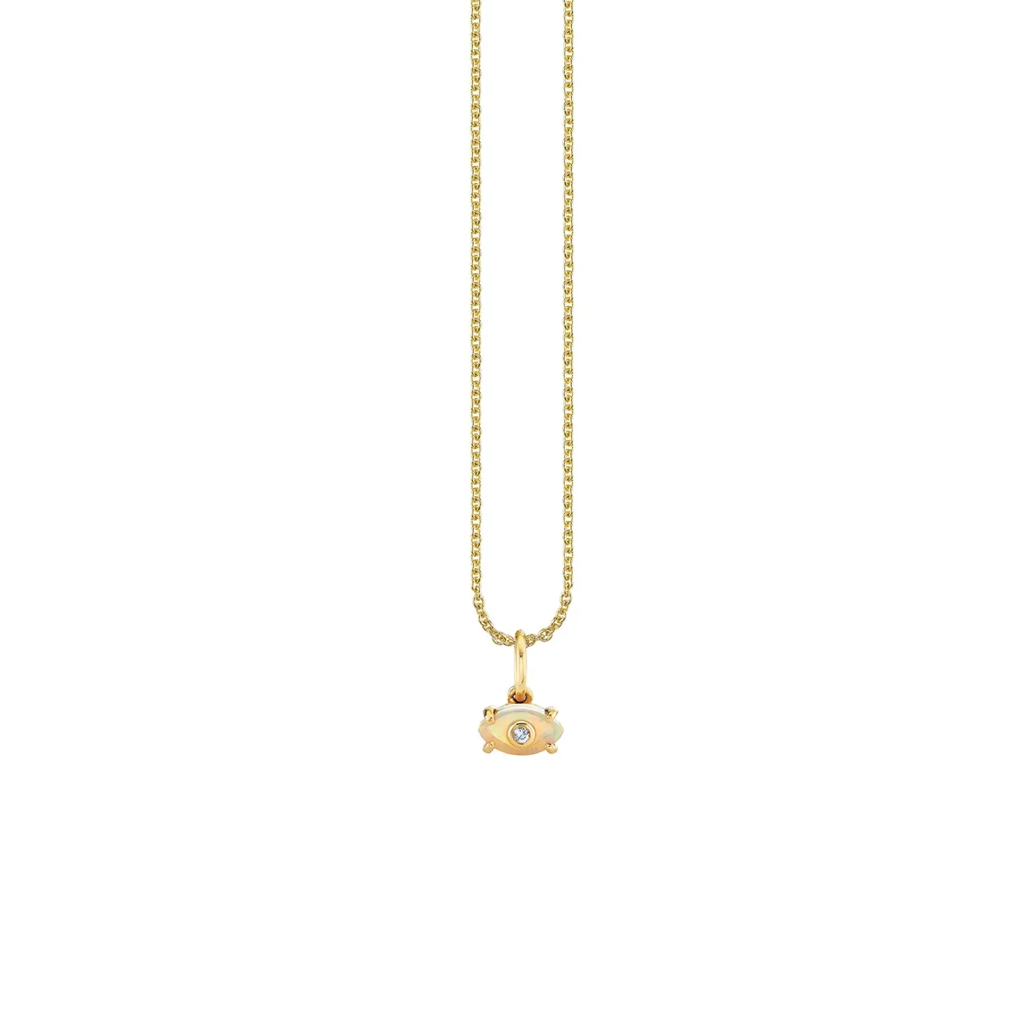 Gold & Diamond Tiny Carved Stone Eye Charm