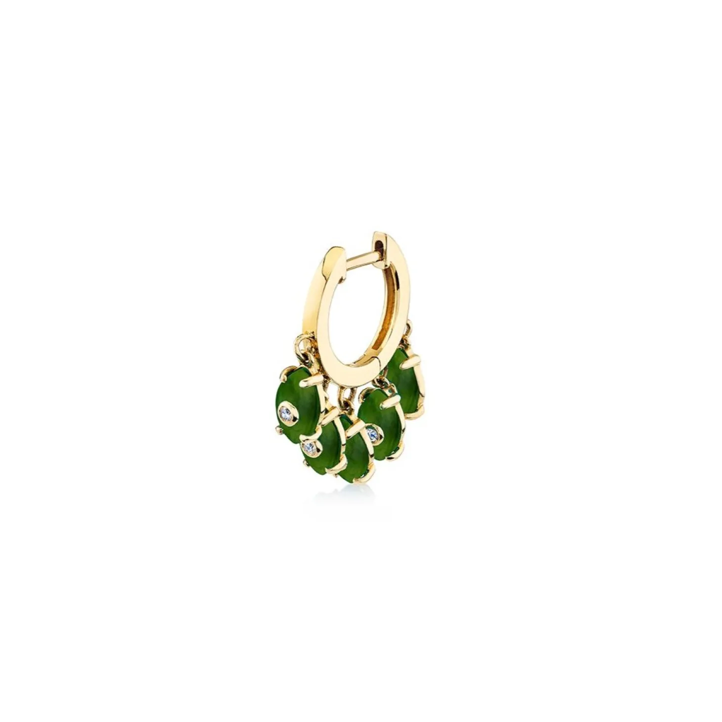 Gold & Diamond Tiny Carved Stone Fringe Huggie