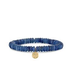 Gold & Diamond Tiny Chai Coin on Blue Kyanite
