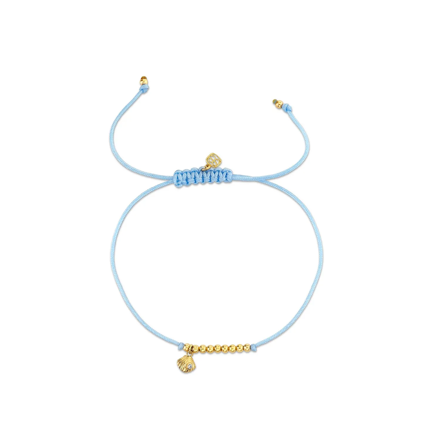 Gold & Diamond Tiny Clam Shell Cord Bracelet