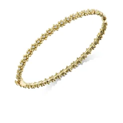 Gold & Diamond Tiny Daisy Bangle