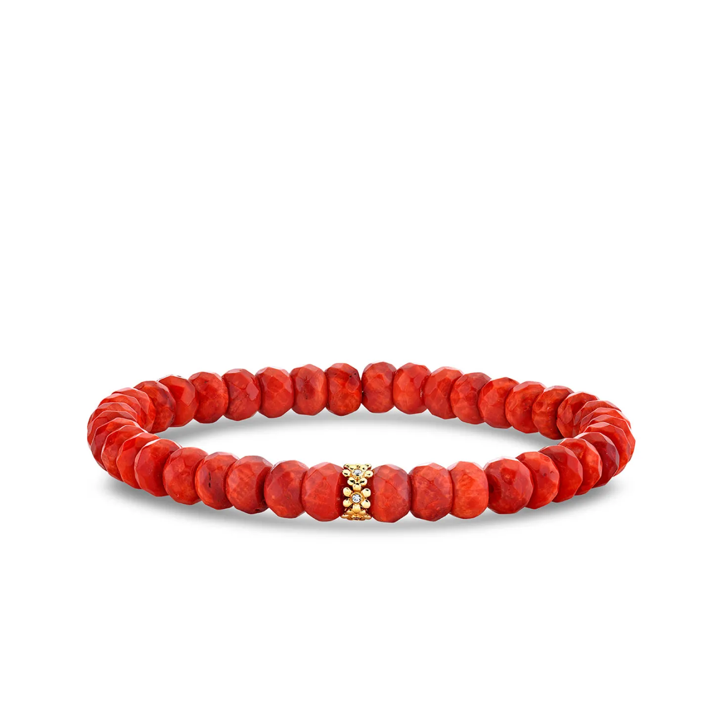 Gold & Diamond Tiny Daisy Rondelle on Orange Sea Bamboo