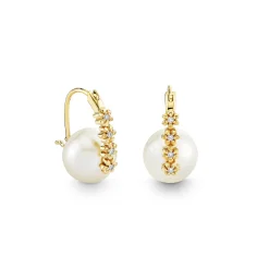 Gold & Diamond Tiny Daisy Pearl Earrings