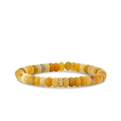 Gold & Diamond Tiny Daisy Rondelle on Honey Jade