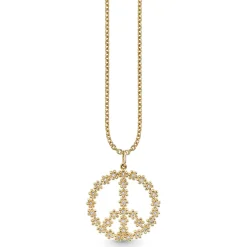 Gold & Diamond Tiny Daisy Peace Sign Charm