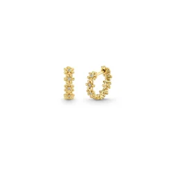Gold & Diamond Tiny Daisy Huggie Hoops