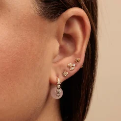 Gold & Diamond Tiny Daisy Morganite Earrings