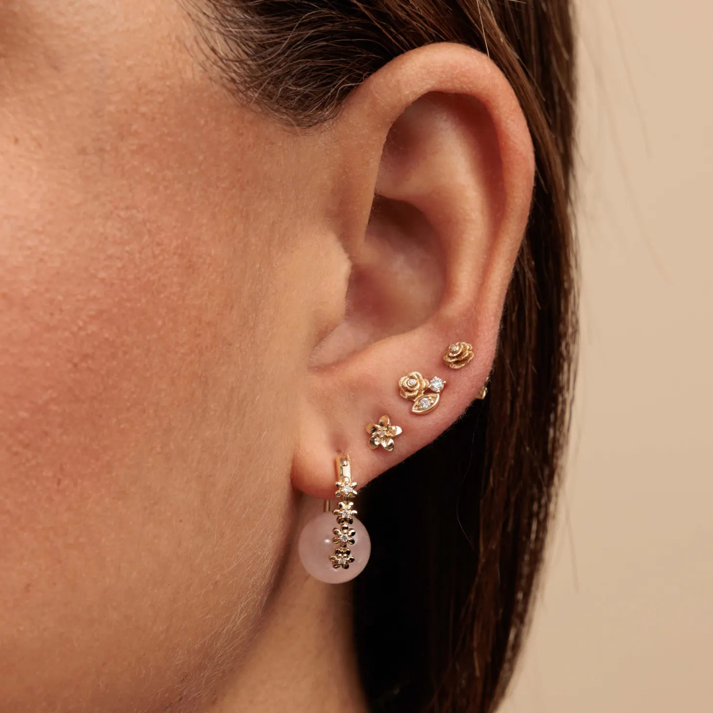 Gold & Diamond Tiny Daisy Morganite Earrings