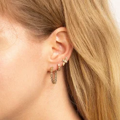 Gold & Diamond Tiny Daisy Huggie Hoops