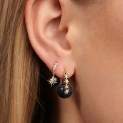 Gold & Diamond Tiny Daisy Sapphire Earrings