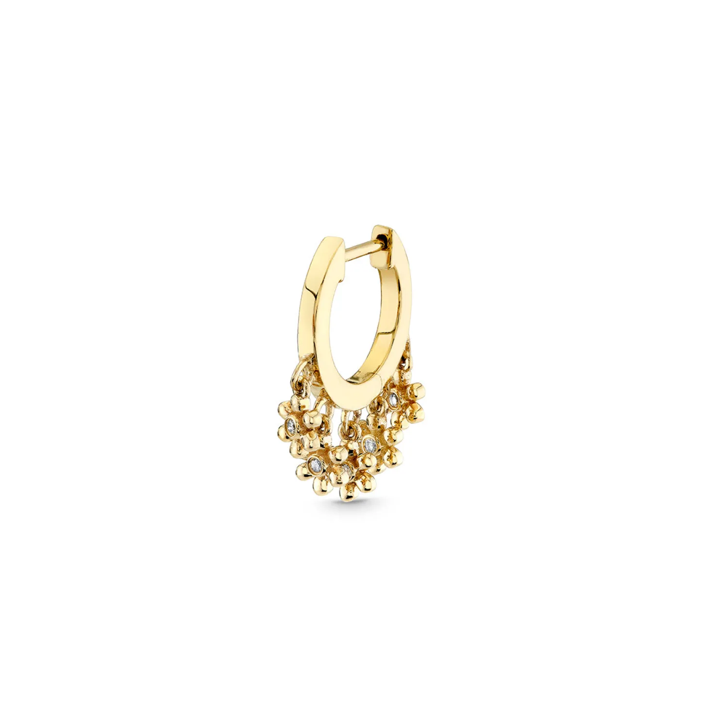 Gold & Diamond Tiny Daisy Drop Huggie Hoops