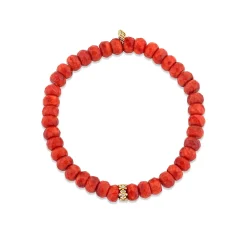Gold & Diamond Tiny Daisy Rondelle on Orange Sea Bamboo