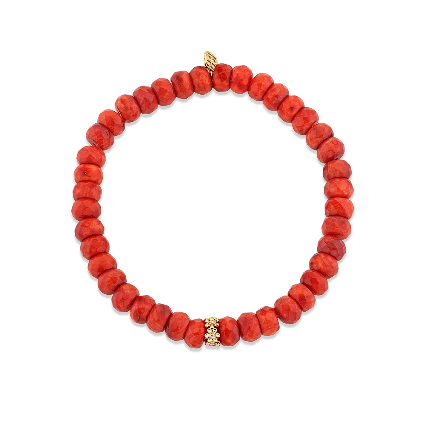 Gold & Diamond Tiny Daisy Rondelle on Orange Sea Bamboo
