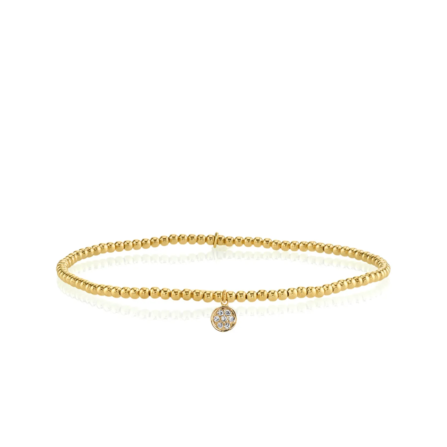 Gold & Diamond Tiny Disc on Gold Beads