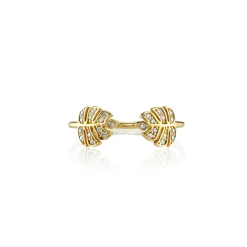 Gold & Diamond Tiny Double Monstera Leaf Ring