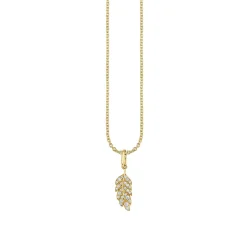 Gold & Diamond Tiny Feather Charm