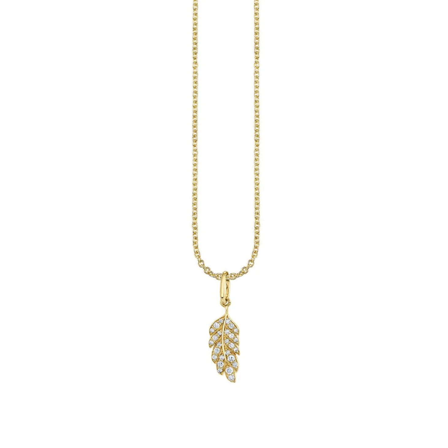 Gold & Diamond Tiny Feather Charm