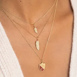 Gold & Diamond Tiny Feather Charm