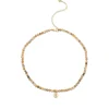 Gold & Diamond Tiny Hamsa Coin African Opal Necklace