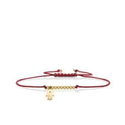 Gold & Diamond Tiny Hamsa Cord Bracelet