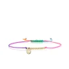 Gold & Diamond Tiny Happy Face Cord Bracelet