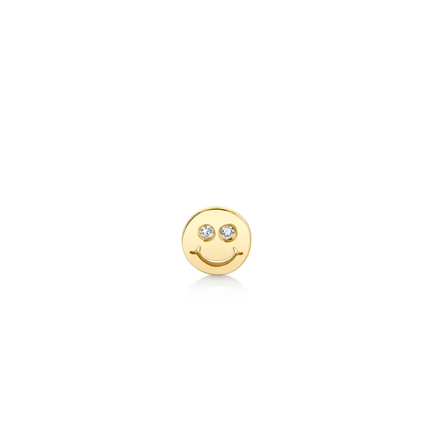 Gold & Diamond Tiny Happy Face Stud