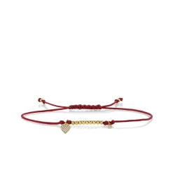 Gold & Diamond Tiny Heart Cord Bracelet