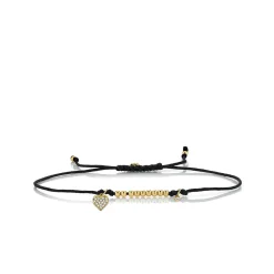 Gold & Diamond Tiny Heart Cord Bracelet