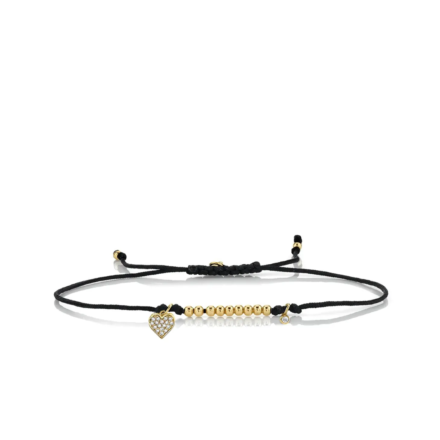 Gold & Diamond Tiny Heart Cord Bracelet
