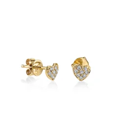 Gold & Diamond Tiny Heart Stud
