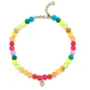 Gold & Diamond Tiny Heart Rainbow Jade Anklet
