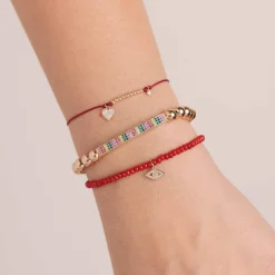 Gold & Diamond Tiny Heart Cord Bracelet